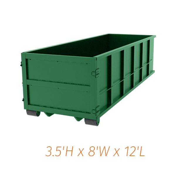 ten yard dumpsters can be delivered and picked up at the customer's location